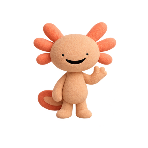 Amigo, a peach axolotl companion