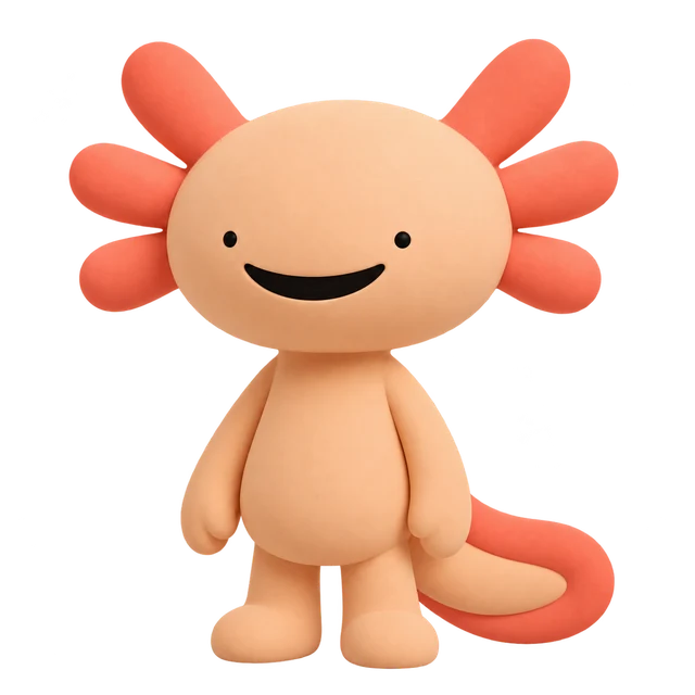 Amigo, a peach axolotl companion